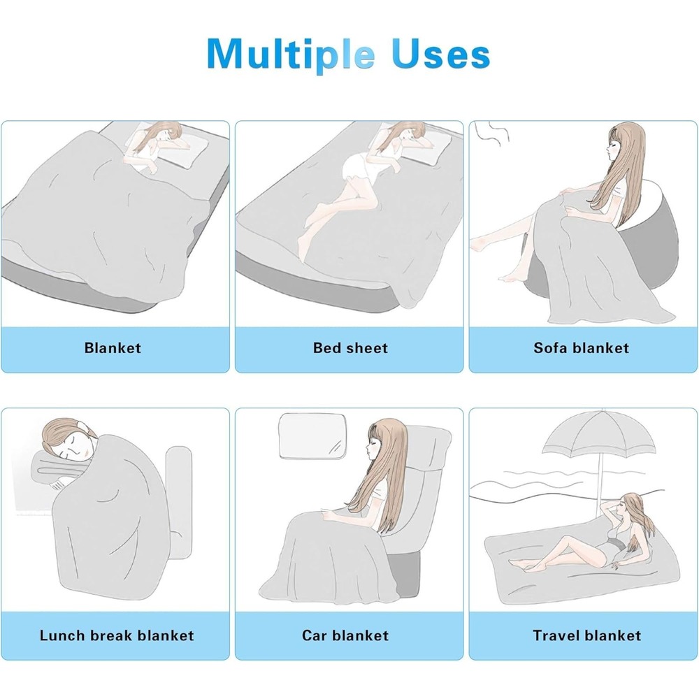 AmyHomie Cooling Blanket Bamboo Fiber | Lightweight Summer Throw‎ Light Gray - Picture 4 of 5